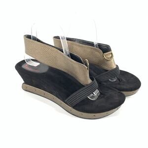 Modzori Reversible Cuff Mod Platform Thong Sandals 11 Womens Black Gold Studded